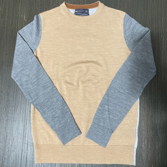Marks and Spencer Merino Wool Light Brown and Grey Sweater - Picture 12 of 13